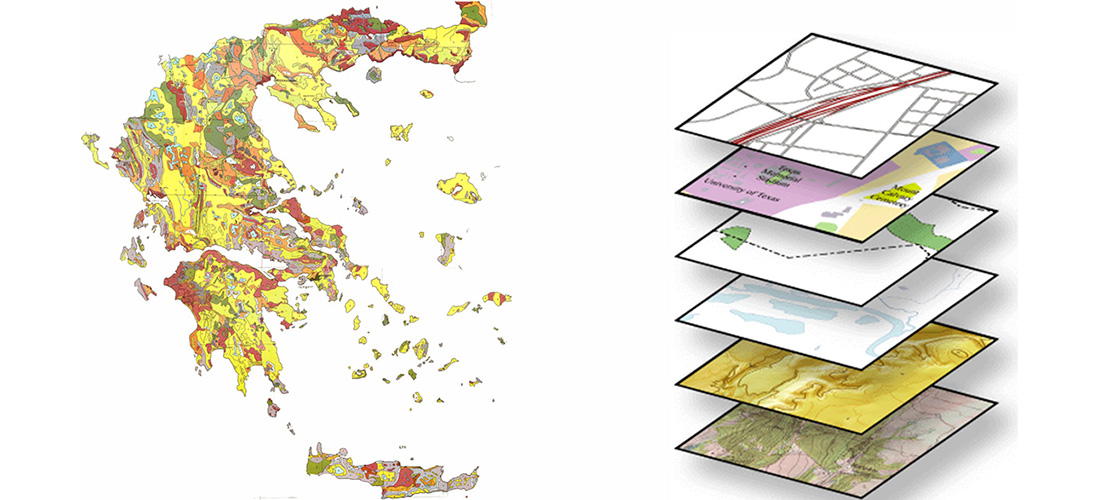 Geological map with correlation layers